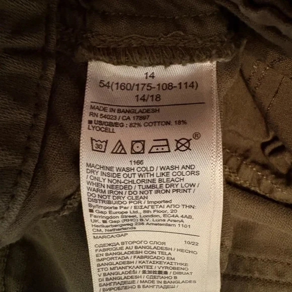 Gap Army Green Twill Wide Leg Pants — Size 14 - Picture 5 of 6